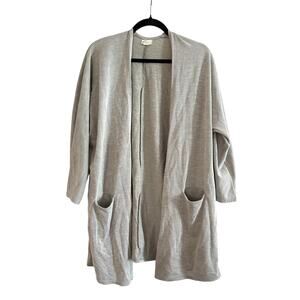 DONNI Anthropologie Open Front Ribbed Cardigan Sweater Coat Lagenlook Sandwash